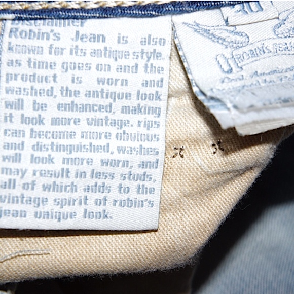 Real 100% Authentic ROBIN’S JEAN Men 30 or 33 - Picture 7 of 8